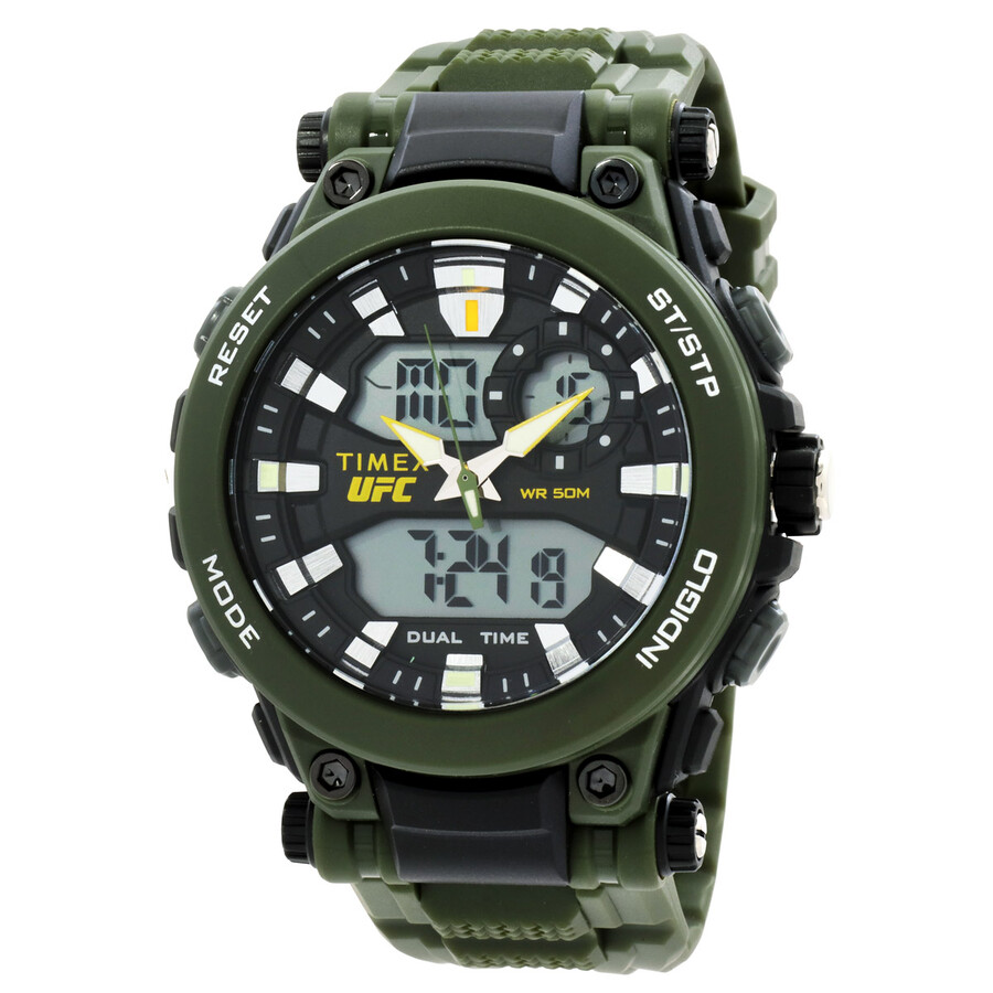 Timex UFC メンズ ウオッチ アナデジ 石英 緑であること 天然ゴム三尺帯 スポーツウォッチ 雨合羽 50粍