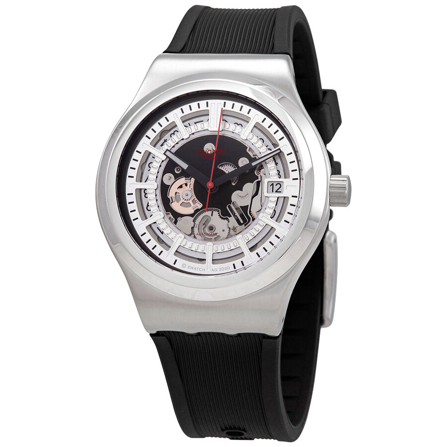 Swatch Sistem Through Again ウオッチ メンズ 自動小銃一巻き 薄墨色 スケルトン文字記号盤 天然ゴム三尺帯