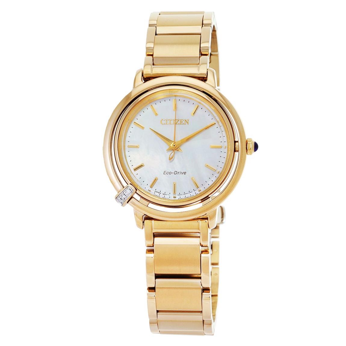 Citizen L エコドライブ 腕時計 レディース ゴールド マザーオブパール ソーラー EM1092-64D｜Basqueバスク