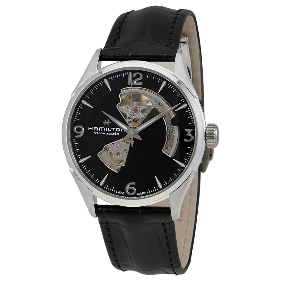 Hamilton Jazzmaster Open Heart 腕時計 メンズ 自動巻き ブラック文字盤 レザーベルト H32705731｜Basqueバスク