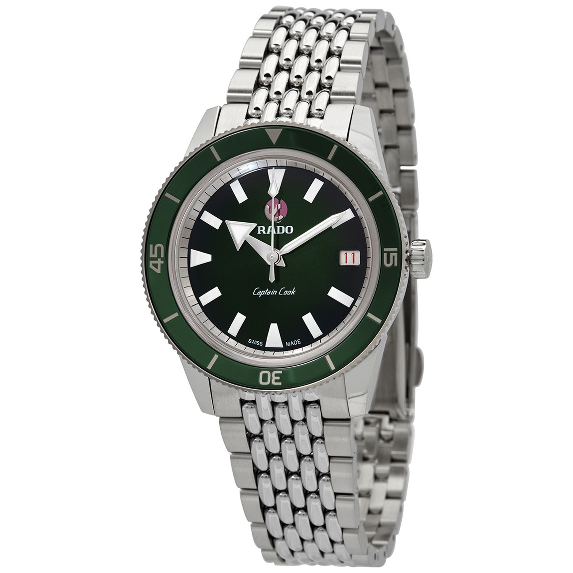 Rado Captain Cook 腕時計 ユニセックス グリーン文字盤 自動巻き ステンレスモデル R32500323｜Basqueバスク