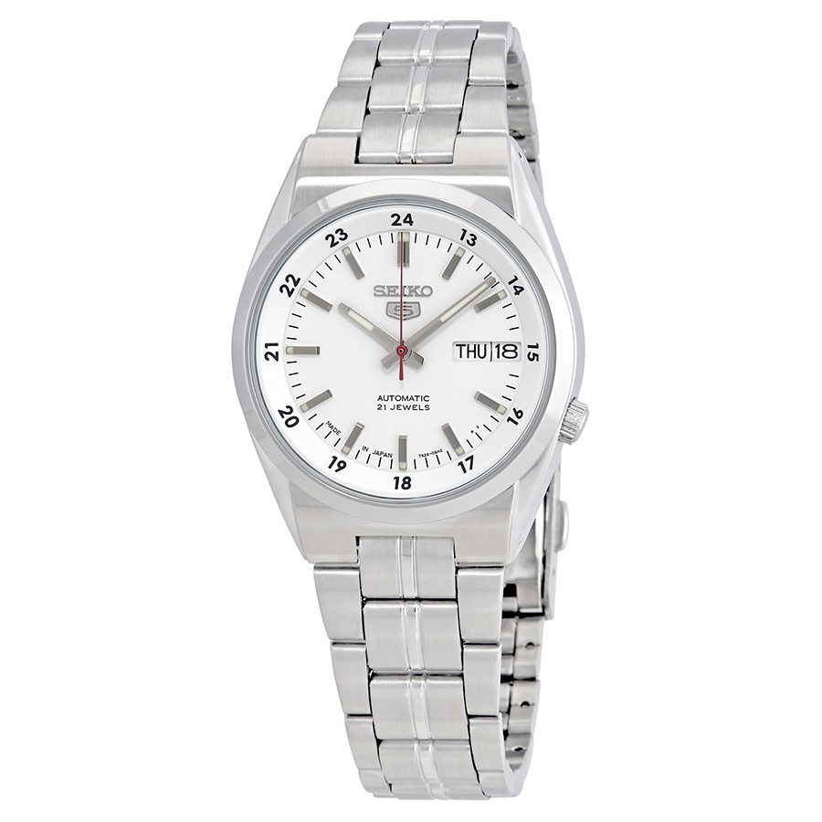 Seiko Series 5 腕時計 メンズ ホワイト文字盤 自動巻き カレンダー ステンレス 日本製 SNK559J1|Basqueバスク