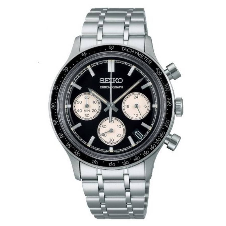 Seiko Chronograph 腕時計 ブラック文字盤 クオーツ メンズ SSB479P1｜Basqueバスク