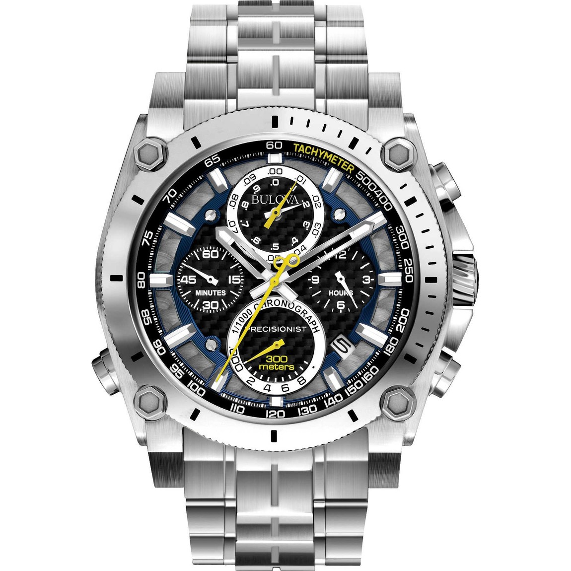 Bulova Precisionist 腕時計 8針クロノグラフ ブラック文字盤 ステンレススチール メンズ 96B175｜Basqueバスク