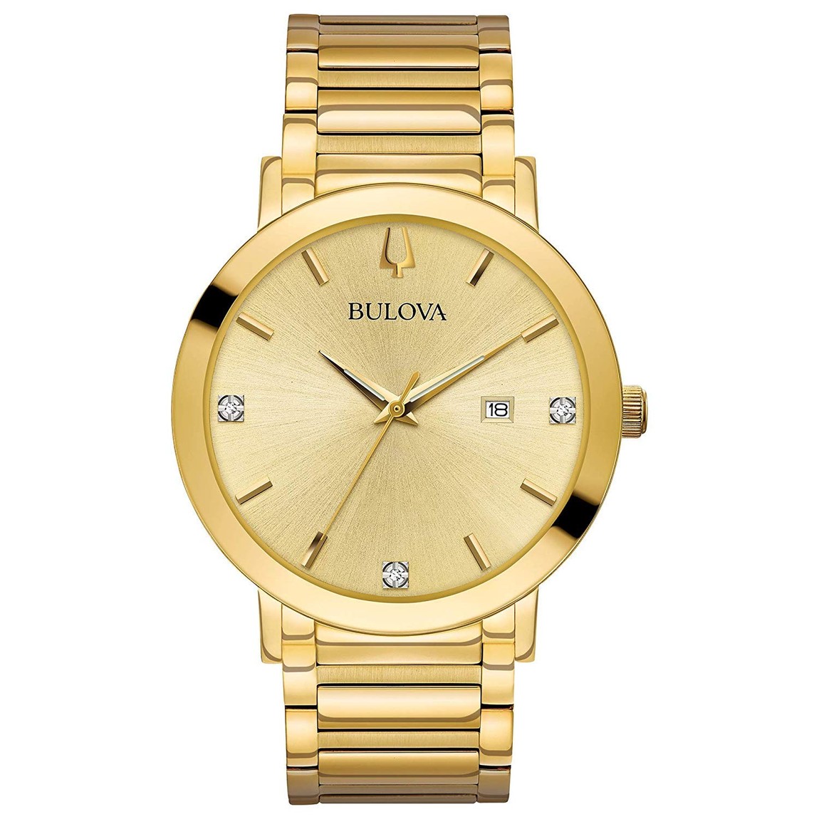 Bulova Modern 腕時計 メンズ ゴールドトーン ステンレススチール ブラック文字盤 ダイヤモンド クオーツ 97D115|Basqueバスク