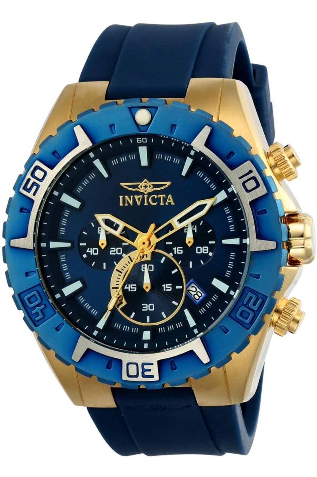 Invicta Aviator 腕時計 メンズ ブルー文字盤 ゴールドケース クオーツ 22525｜Basqueバスク