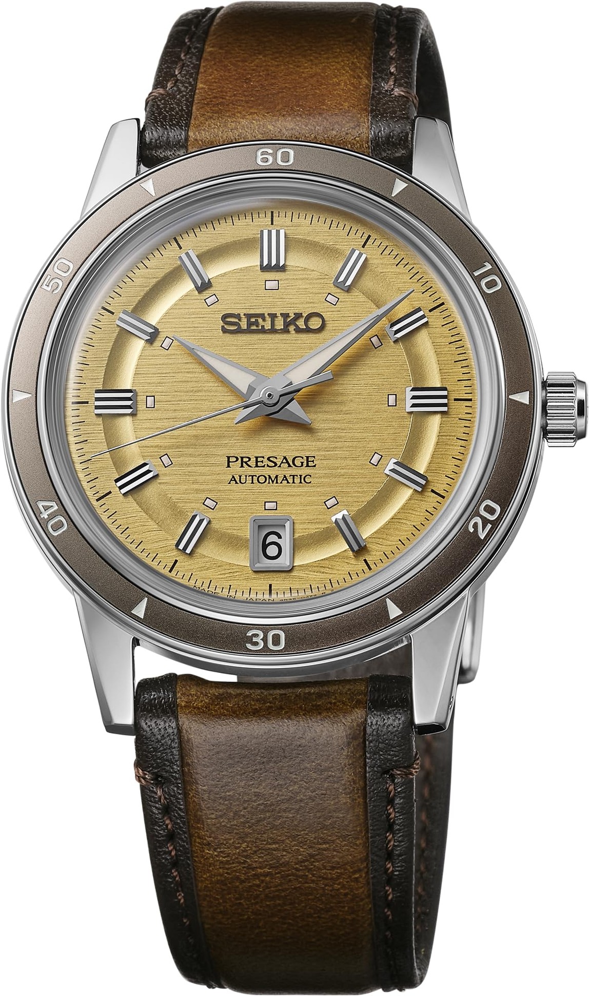 SEIKO Presage Style60's 腕時計 メンズ シャンパンゴールド文字盤 レザー 自動巻き SRPL75｜Basqueバスク