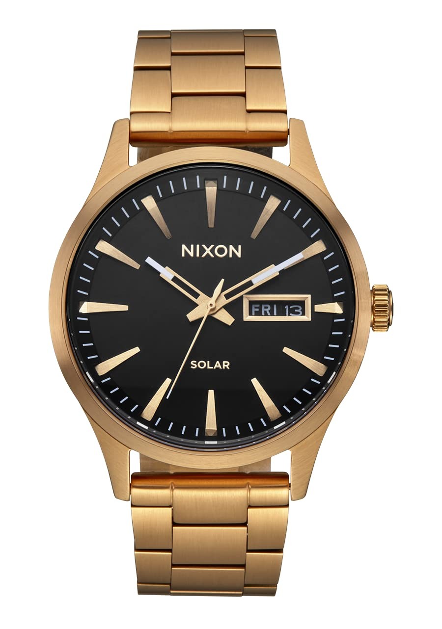 NIXON Sentry Solar 腕時計 ゴールド ブラック ステンレス ソーラー アナログ 100m防水 A1346|Basqueバスク