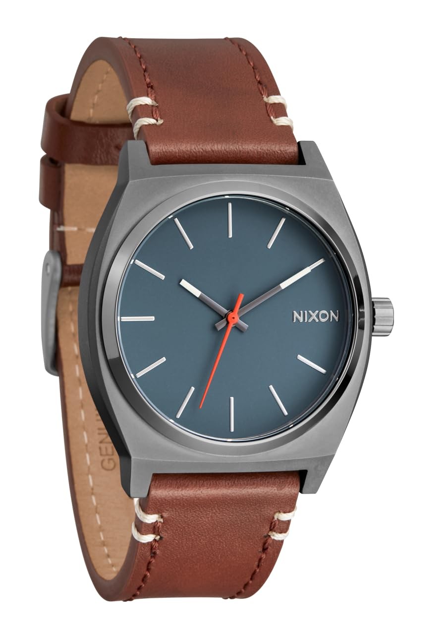 NIXON Time Teller 腕時計 メンズ 37mm クオーツ ガンメタル レザーストラップ A1373｜Basqueバスク