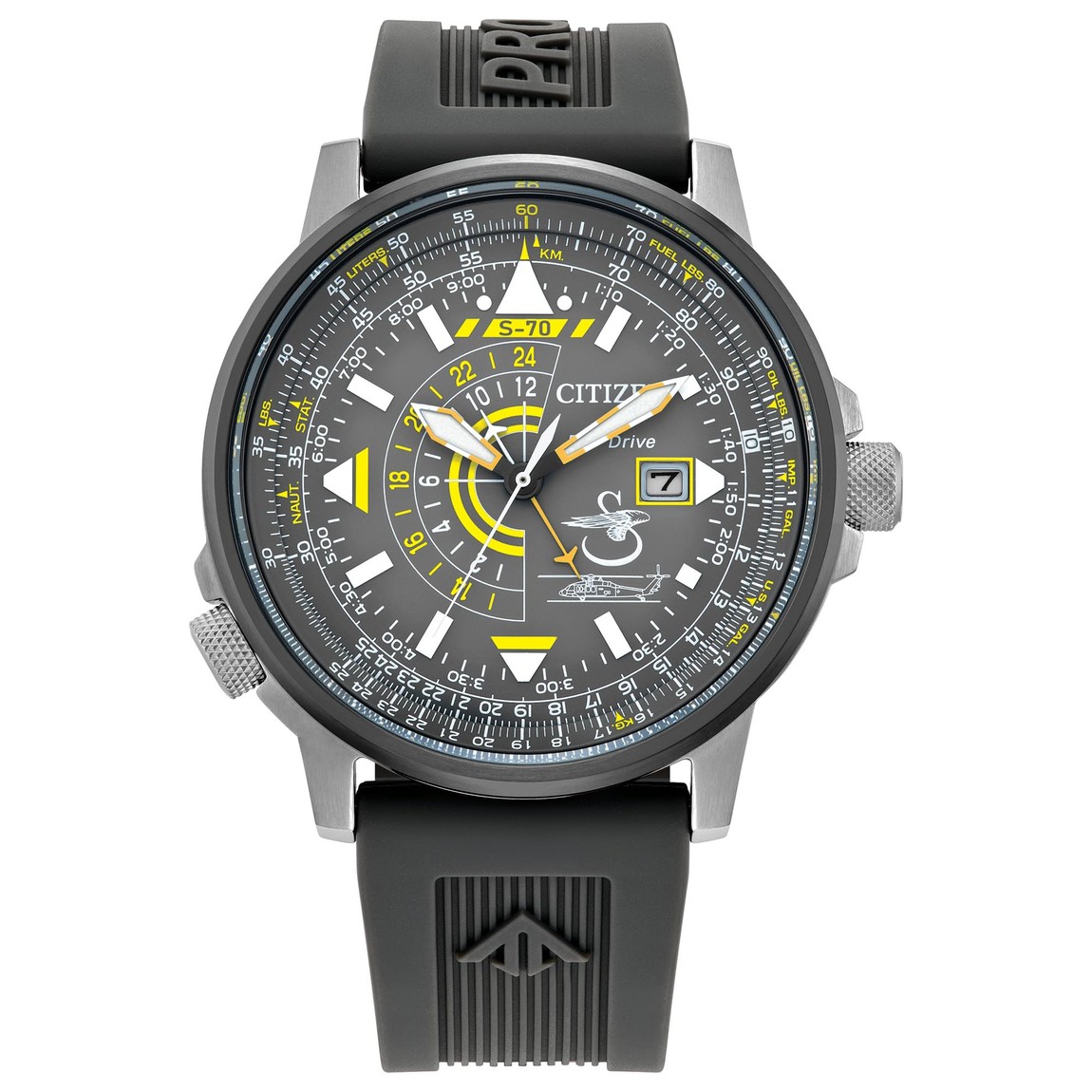 Citizen Promaster Eco Nighthawk 腕時計 メンズ グレー文字盤 エコドライブ デュアルタイム BJ7004-43H｜Basqueバスク
