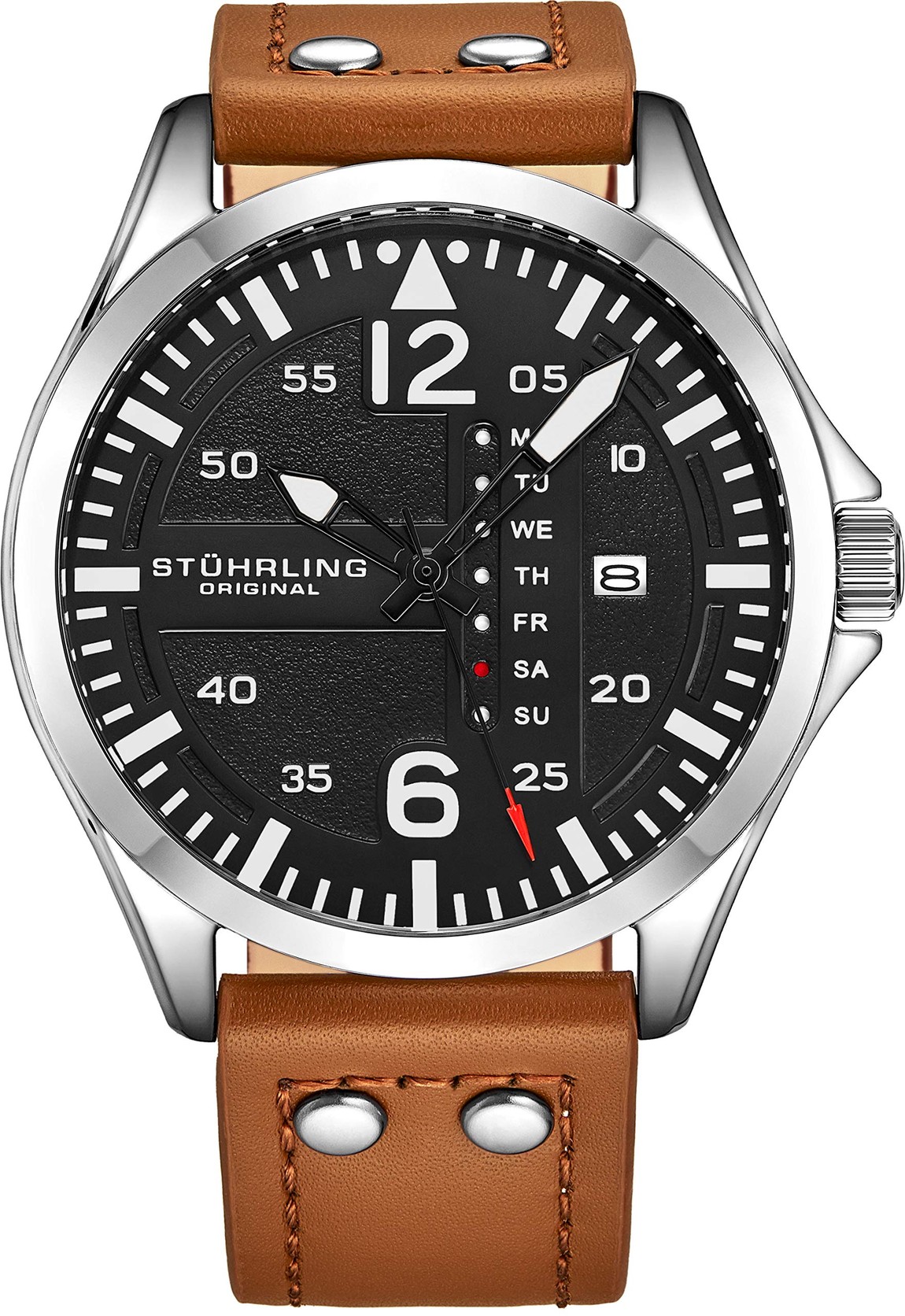 Stuhrling Original Aviation Watch 腕時計 メンズ 日本製クオーツ レザーバンド デイデイト表示｜Basqueバスク