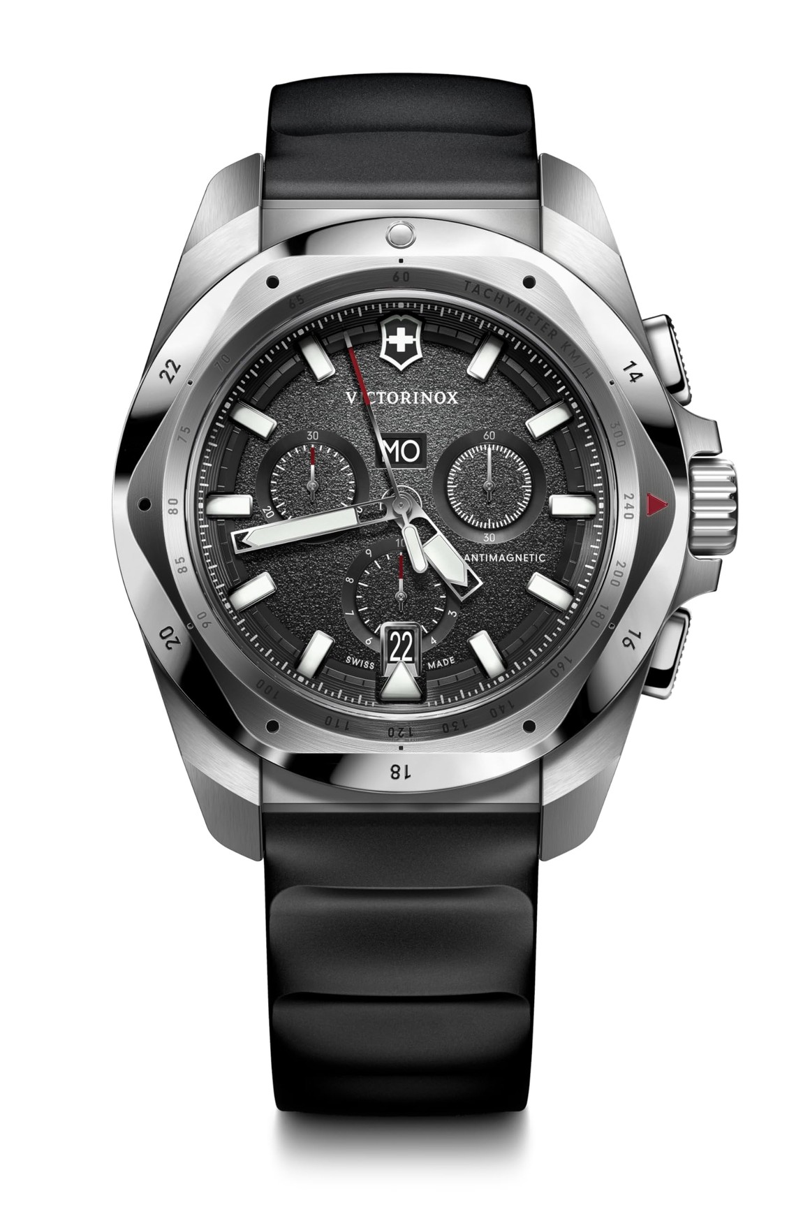 Victorinox I.N.O.X. Chrono 腕時計 ブラック文字盤 ブラックラバーストラップ メンズ 43mm 241983｜Basqueバスク