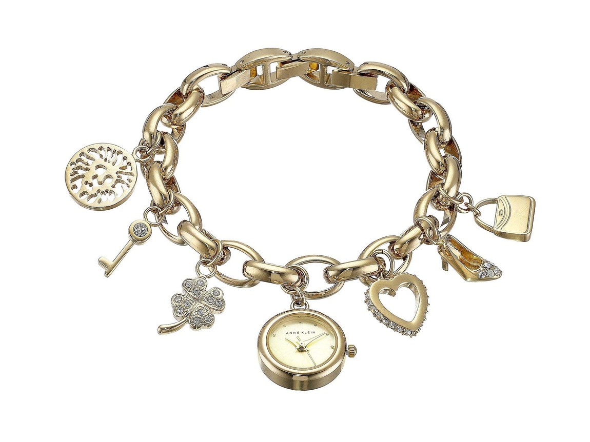 Anne Klein Gold Charm Bracelet 腕時計 ゴールド文字盤 クオーツ レディース 10-7604CHRM|Basqueバスク