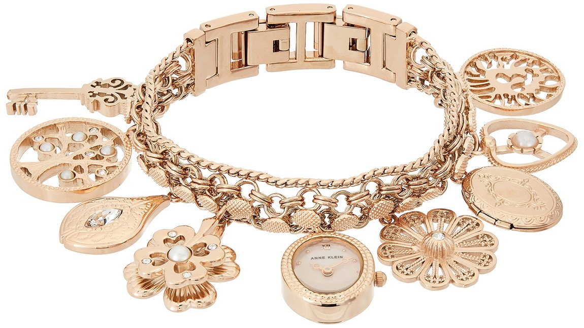 Anne Klein Charm Bracelet Watch 腕時計 ローズゴールド マザーオブパール クォーツ レディース|Basqueバスク