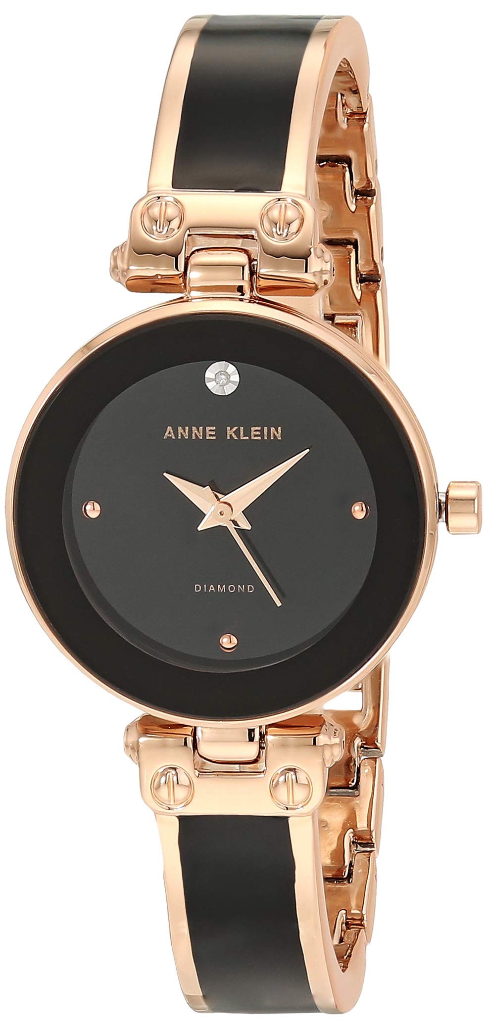Anne Klein Diamond Dial Bangle Watch 腕時計 レディース ブラック ローズゴールド AK/1980｜Basqueバスク