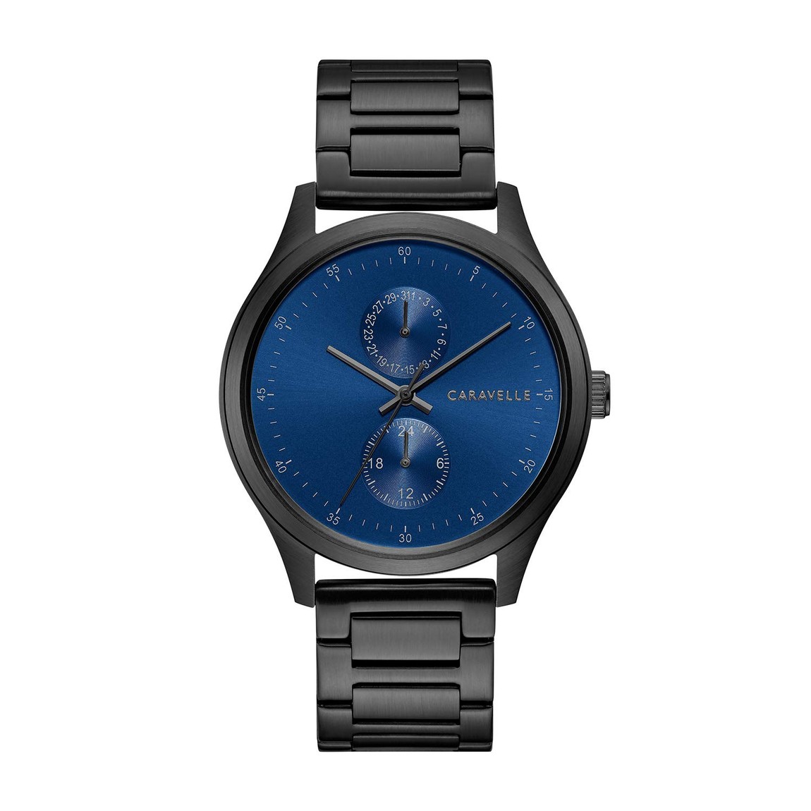 Caravelle by Bulova Min/Max 腕時計 メンズ ブラックIP ステンレススチール ディープブルー文字盤 クオーツ 45C116|Basqueバスク