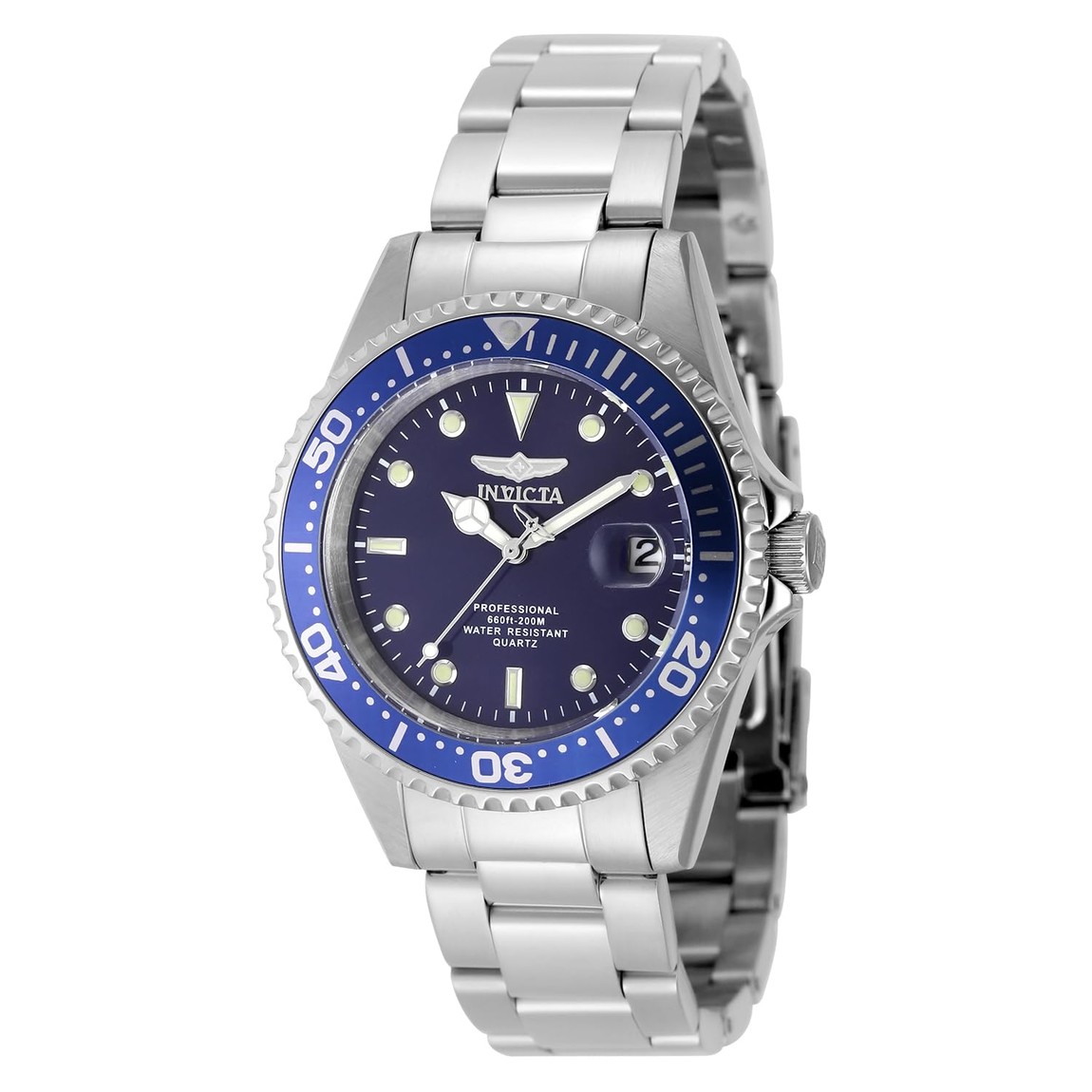 Invicta Pro Diver 腕時計 メンズ 37.5mm ステンレススチール ブルー文字盤 クォーツ PC32｜Basqueバスク