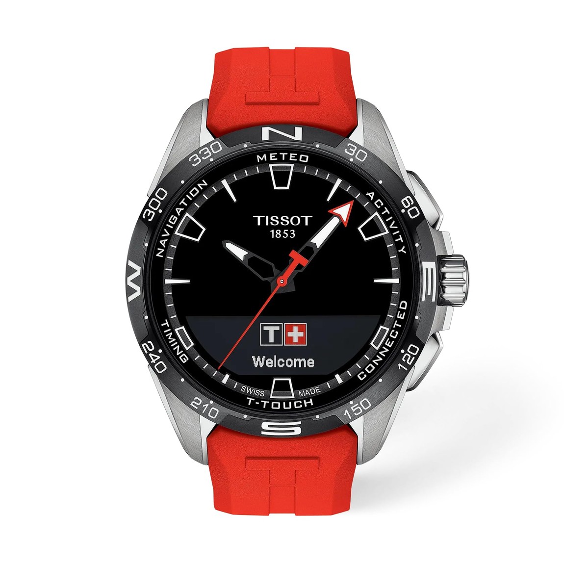 Tissot T-Touch Connect Solar 腕時計 ユニセックス レッド ラバーベルト ソーラー チタニウム T1214204705101|Basqueバスク