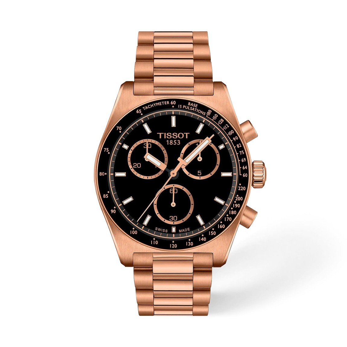 Tissot PR516 Chronograph 腕時計 メンズ ブラック文字盤 ローズゴールドPVD クオーツ T1494173305100｜Basqueバスク