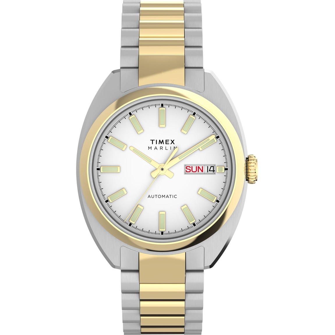 Timex Marlin Draper Automatic 腕時計 37mm シルバー文字盤 自動巻き メンズ ツートンブレスレット｜Basqueバスク