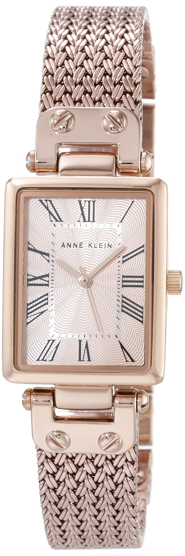 Anne Klein Women's Mesh Bracelet Watch 腕時計 ローズゴールドトーン サンレイ文字盤 レクタンギュラー レディース|Basqueバスク