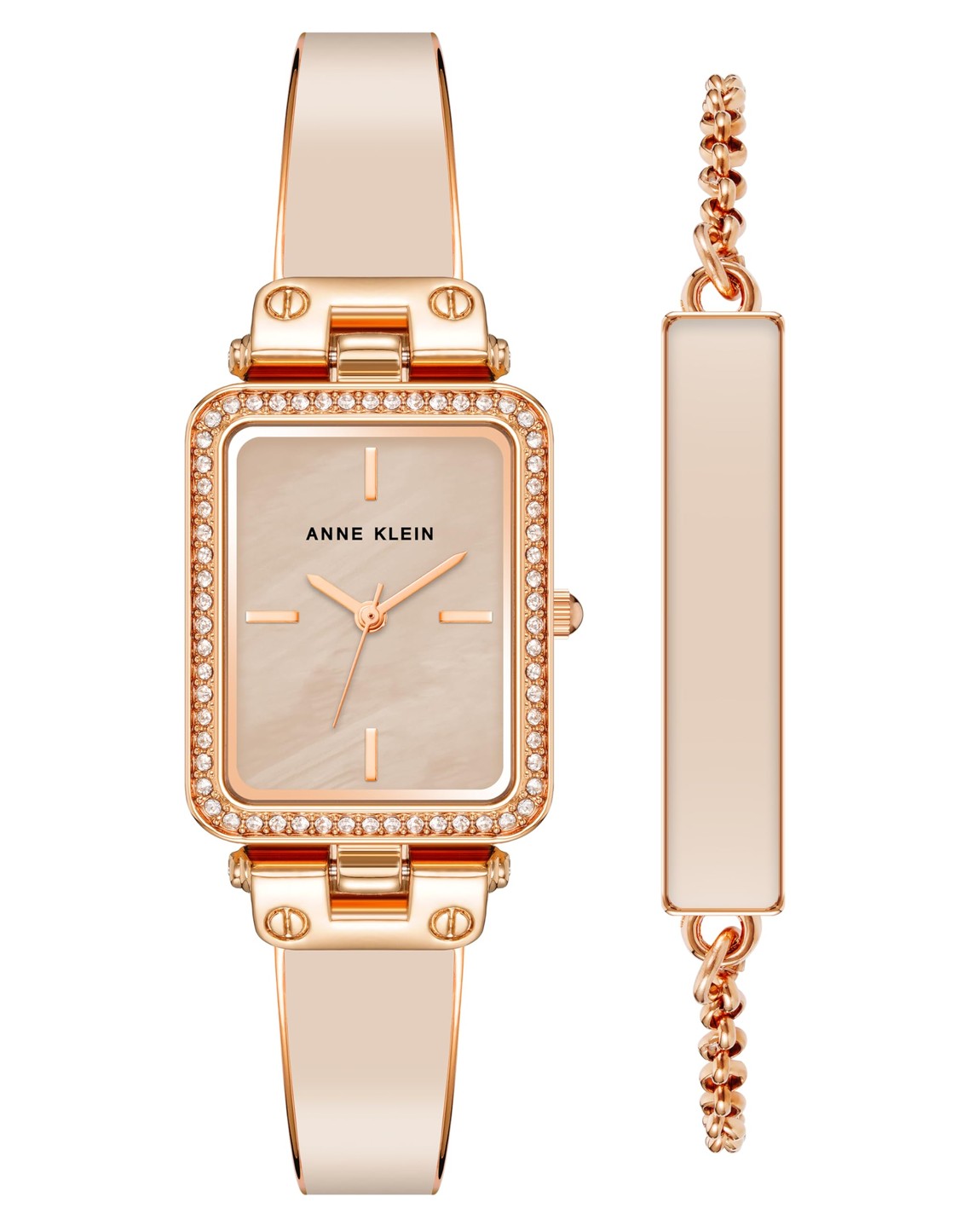 Anne Klein バングルウォッチ ブレスレットセット 腕時計 レディース ピンク文字盤 ローズゴールド AK/3898｜Basqueバスク