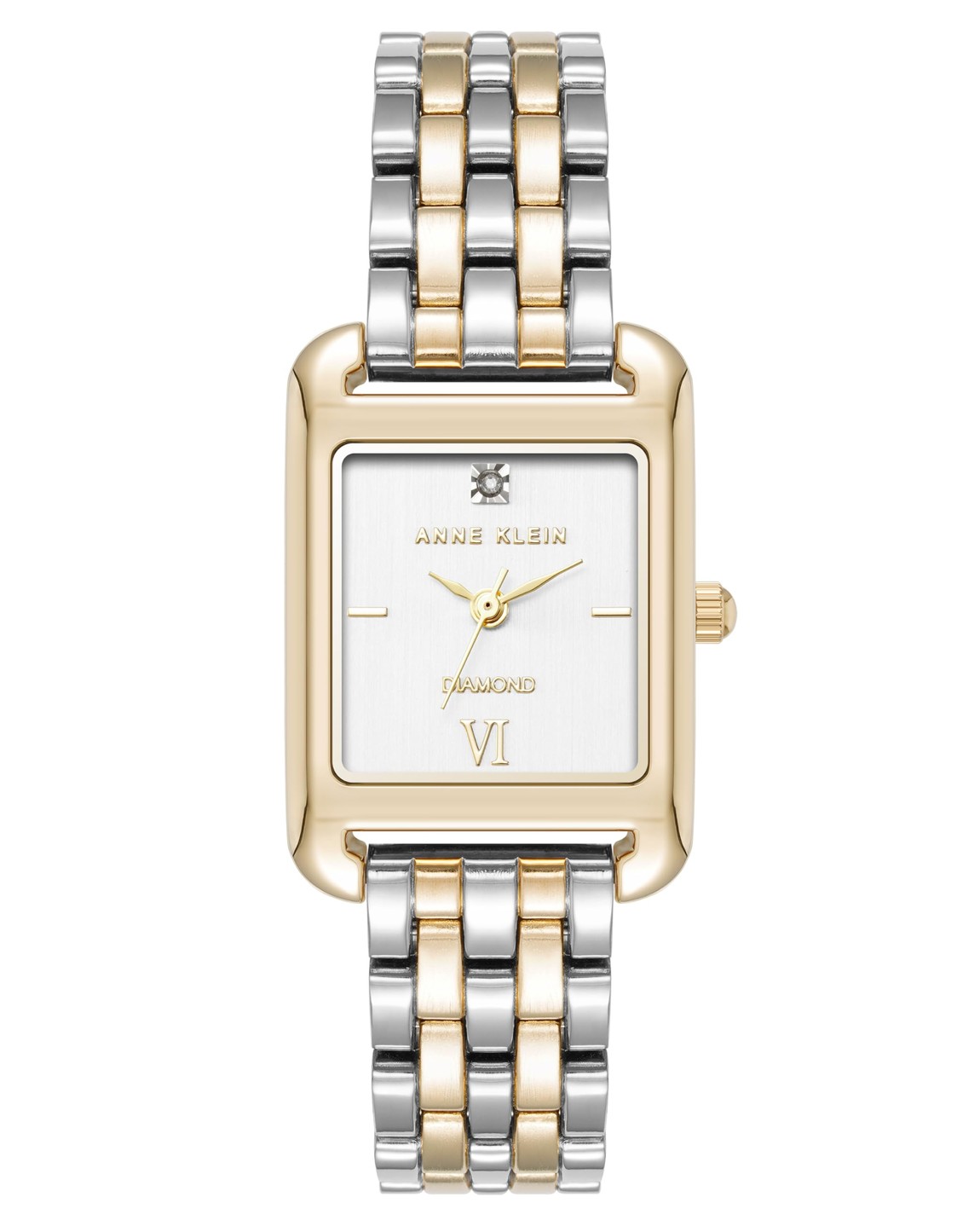 Anne Klein ダイヤモンド シルバー文字盤 2トーン ブレスレット レクタンギュラー 腕時計 レディース|Basqueバスク