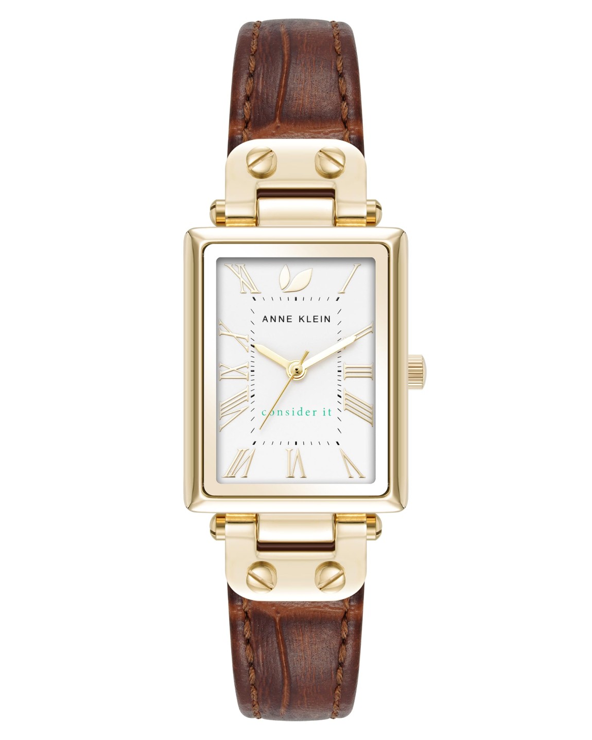 Anne Klein Sustainable Croco-Grain Leather Strap 腕時計 シルバー文字盤 ブラウン革ベルト レディース AK/5152｜Basqueバスク
