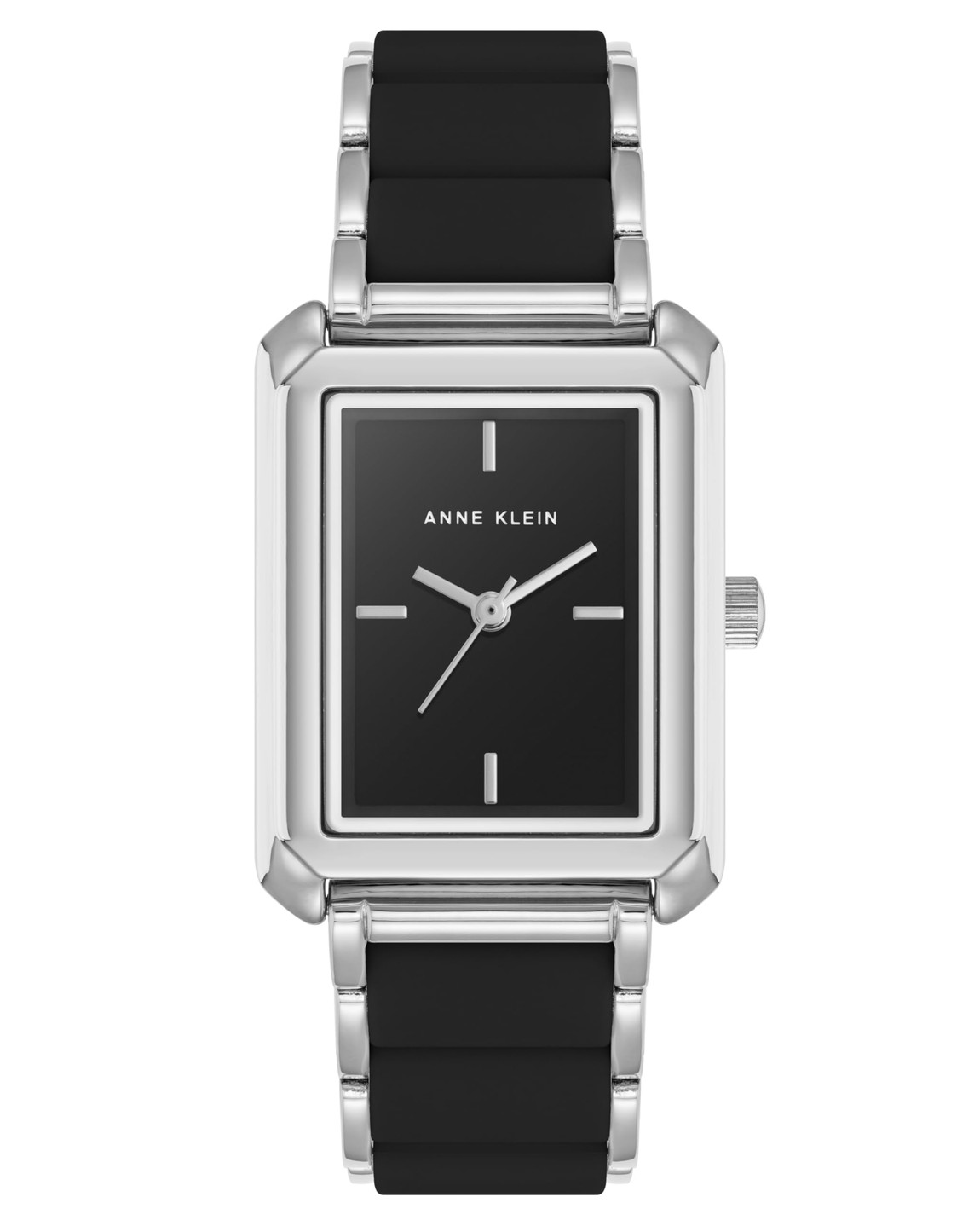Anne Klein Women's Silicone Bracelet Watch 腕時計 ブラック文字盤 シルバー シリコンブレスレット レディース｜Basqueバスク