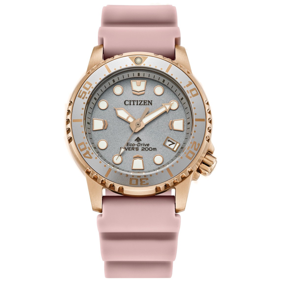 Citizen Promaster Sea 腕時計 レディース エコドライブ 37mm シルバー文字盤 ピンクストラップ EO2023-00A｜Basqueバスク