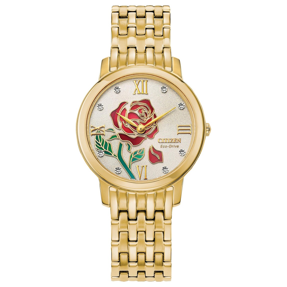 Citizen Disney Princess Belle 腕時計 エコ・ドライブ レディース ゴールド シャンパン文字盤 ダイヤモンド EX1492-59W｜Basqueバスク