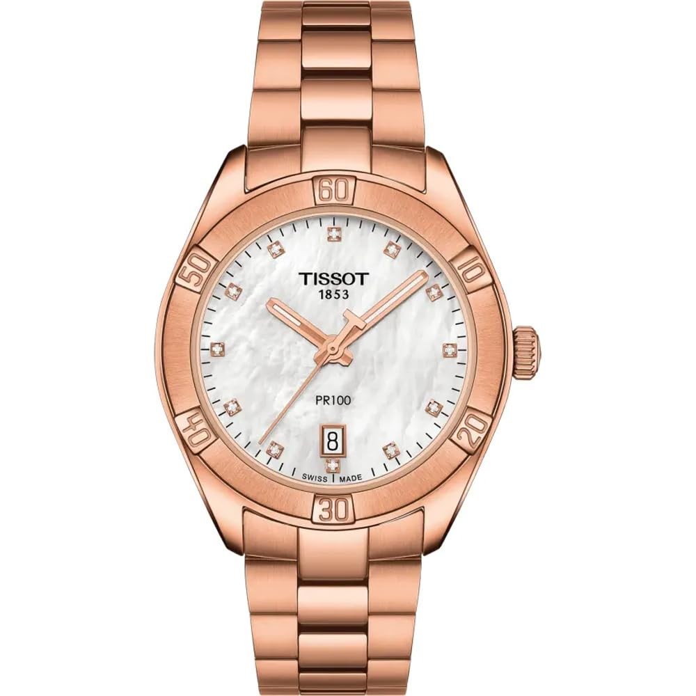 Tissot PR 100 Sport Chic 腕時計 レディース クオーツ ホワイトマザーオブパール ローズゴールド T1019103311600|Basqueバスク