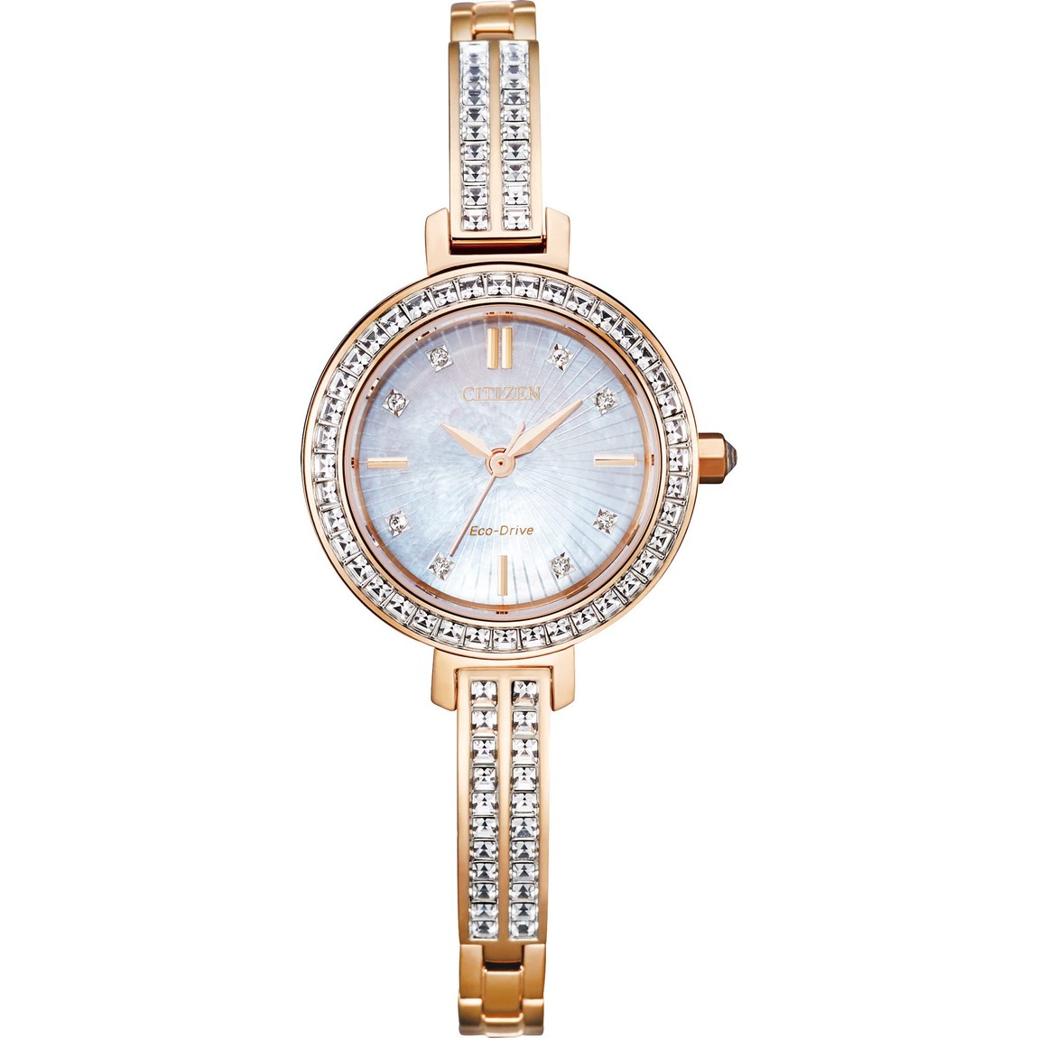Citizen Dress Classic Crystal Bangle 腕時計 レディース ローズゴールド エコドライブ マザーオブパール EM0863-53D｜Basqueバスク