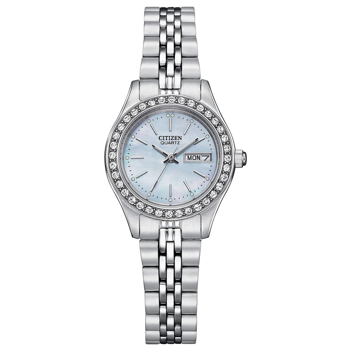 Citizen Ladies' Quartz Dress Bracelet Watch 腕時計 ブルー文字盤 クリスタル ステンレス クオーツ レディース デイデイト|Basqueバスク