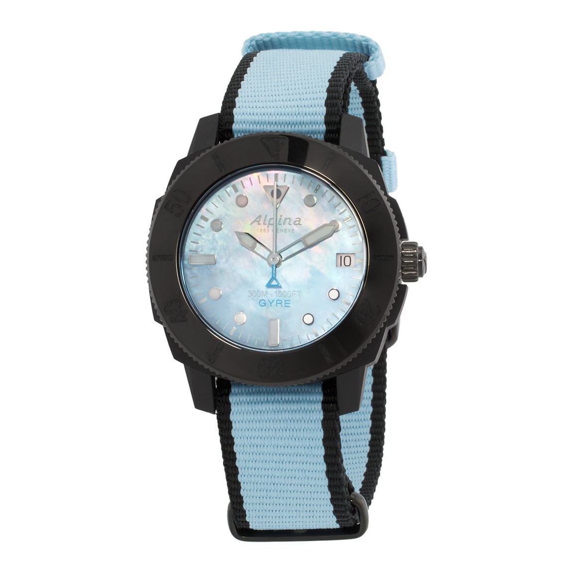 Alpina Seastrong Diver Gyre 腕時計 ブルーマザーオブパール文字盤 自動巻 レディース AL-525LMPLNB3VG6｜Basqueバスク
