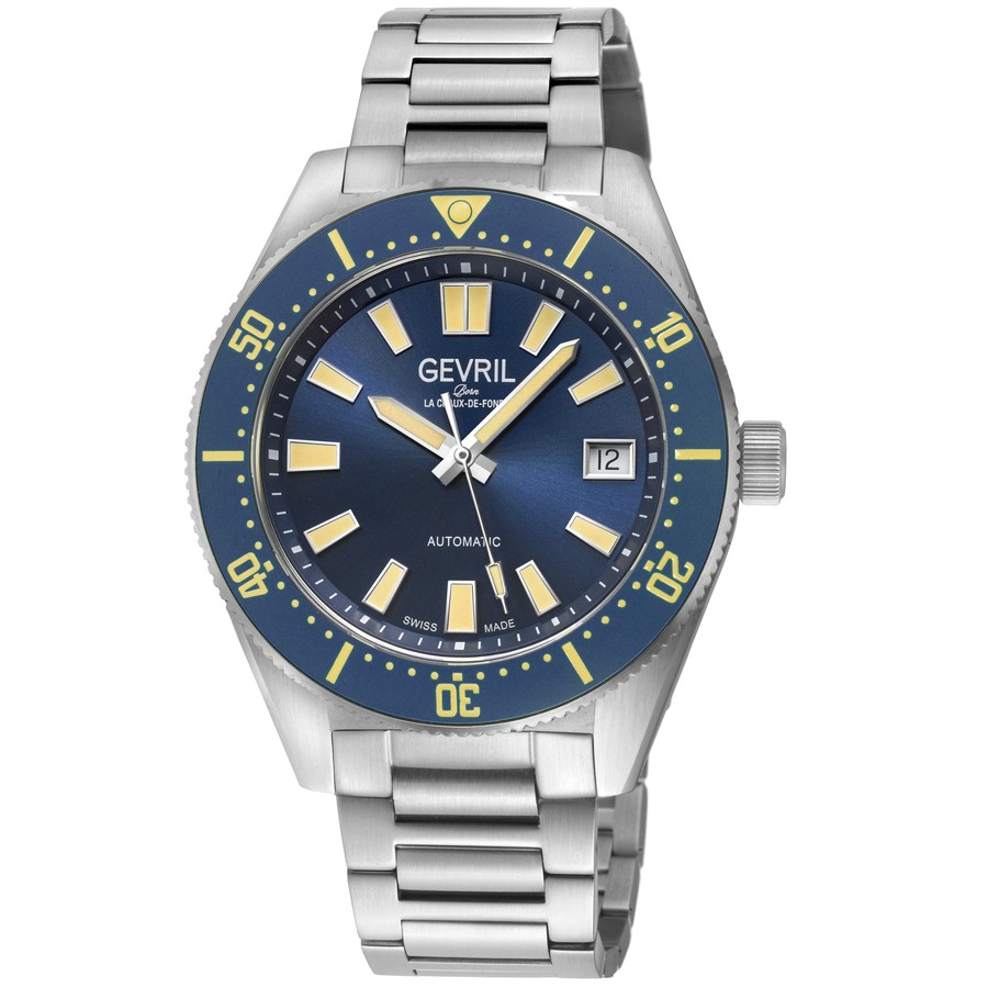 Gevril Mariner Row 腕時計 メンズ 自動巻 ブルー文字盤 ステンレス 200m防水 46901B｜Basqueバスク