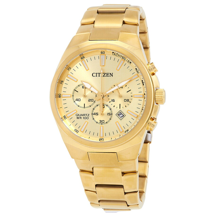 Citizenシチズンウオッチ 逆インポート クロノグラフ 石英 ゴールド 文字盤 メンズ 御覧になる AN8172 53P