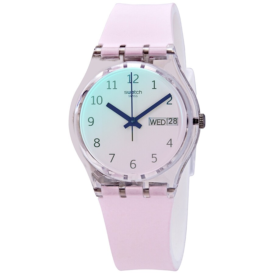Swatch レディース ウオッチ 石英 サクラ色グラデーション文字記号盤 ケイ素樹脂三尺帯 アナログ 心地好い