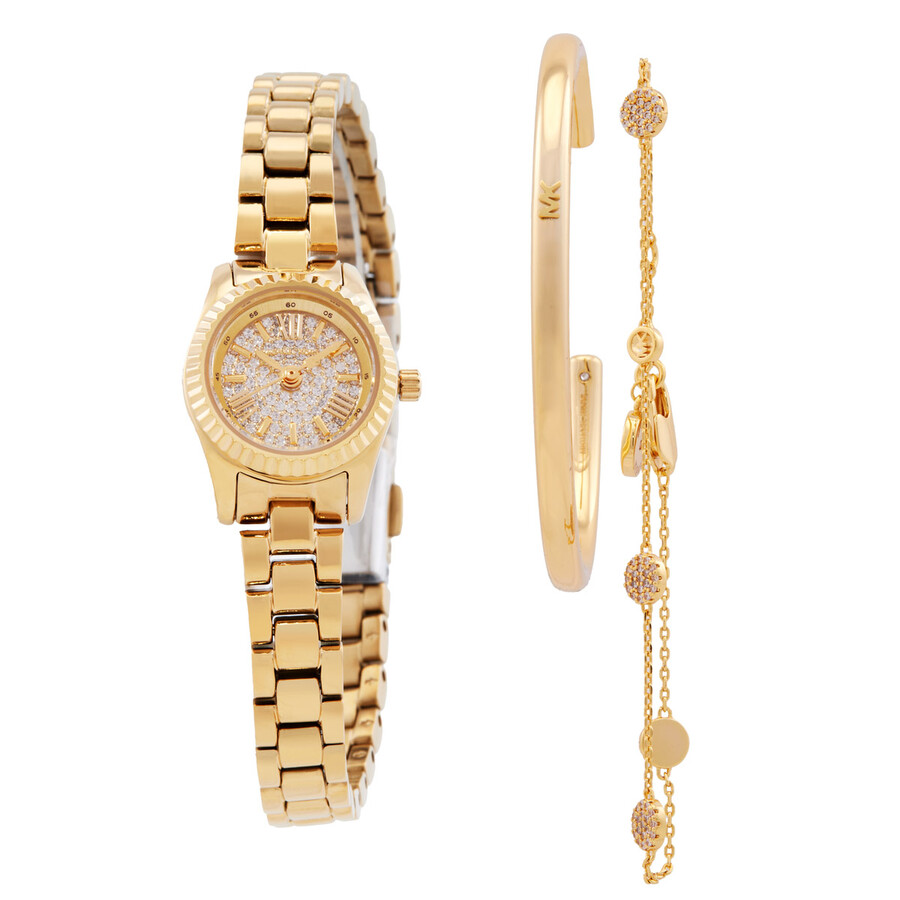 Michael Kors Petite Lexington レディース 石英 ウオッチ 腕輪書き割り ゴールド色つや