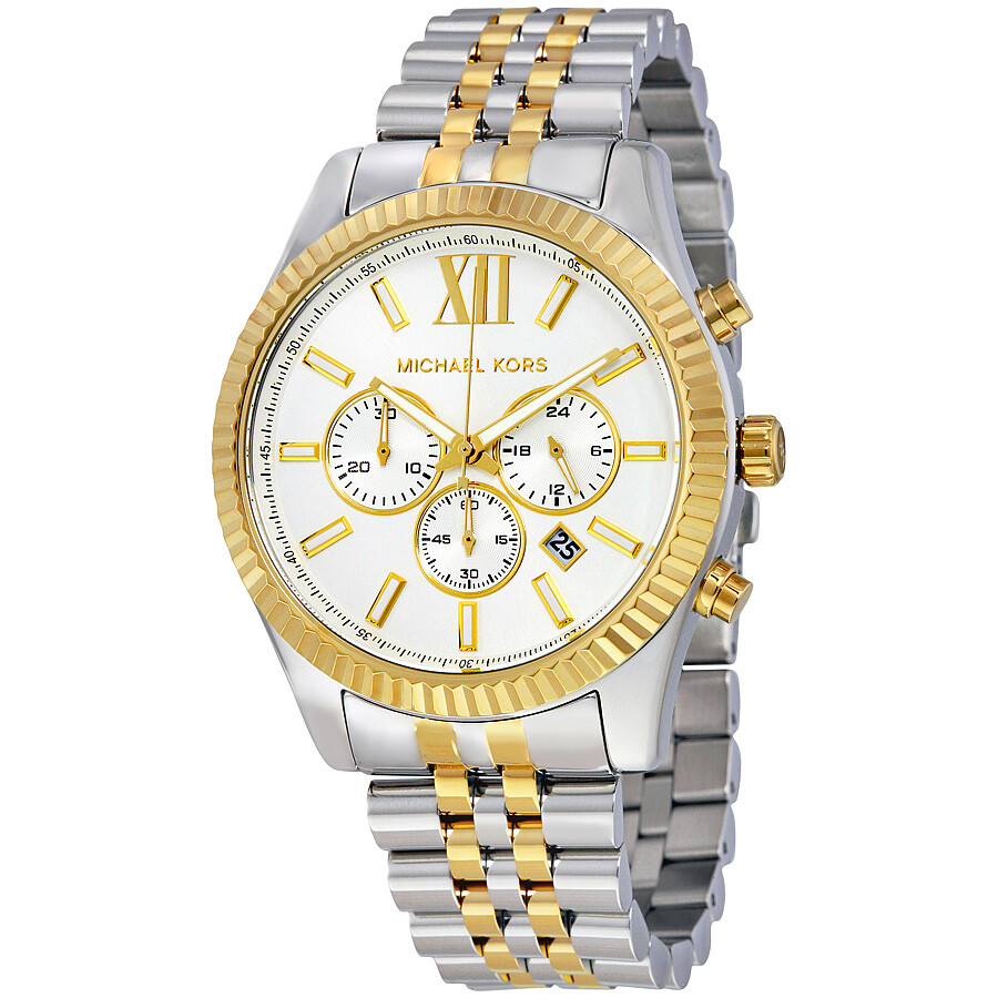 Michael Kors Lexington メンズ 腕時計 クロノグラフ クォーツ ホワイト文字盤 シルバー&times;ゴールドコンビ｜Basqueバスク