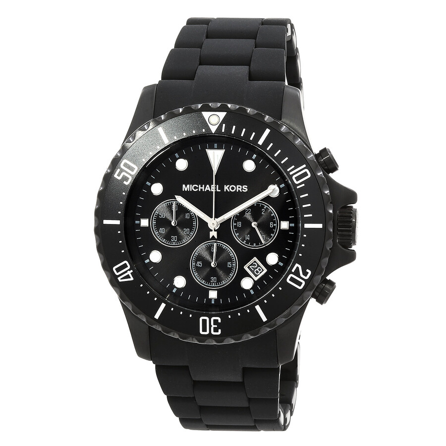 Michael Kors Everest ウオッチ メンズ クロノグラフ 石英 黒いこと ケイ素樹脂三尺帯 45粍