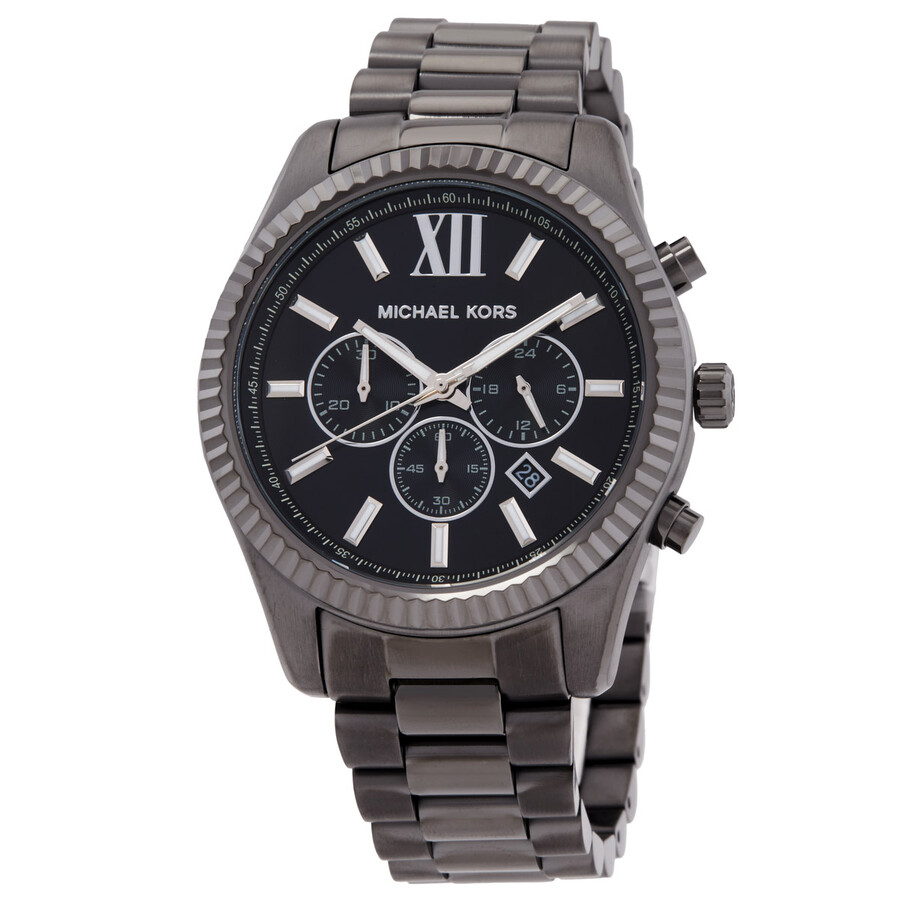 Michael Kors Lexington メンズ ウオッチ クロノグラフ ガンメタルカラー 腕輪書き割り