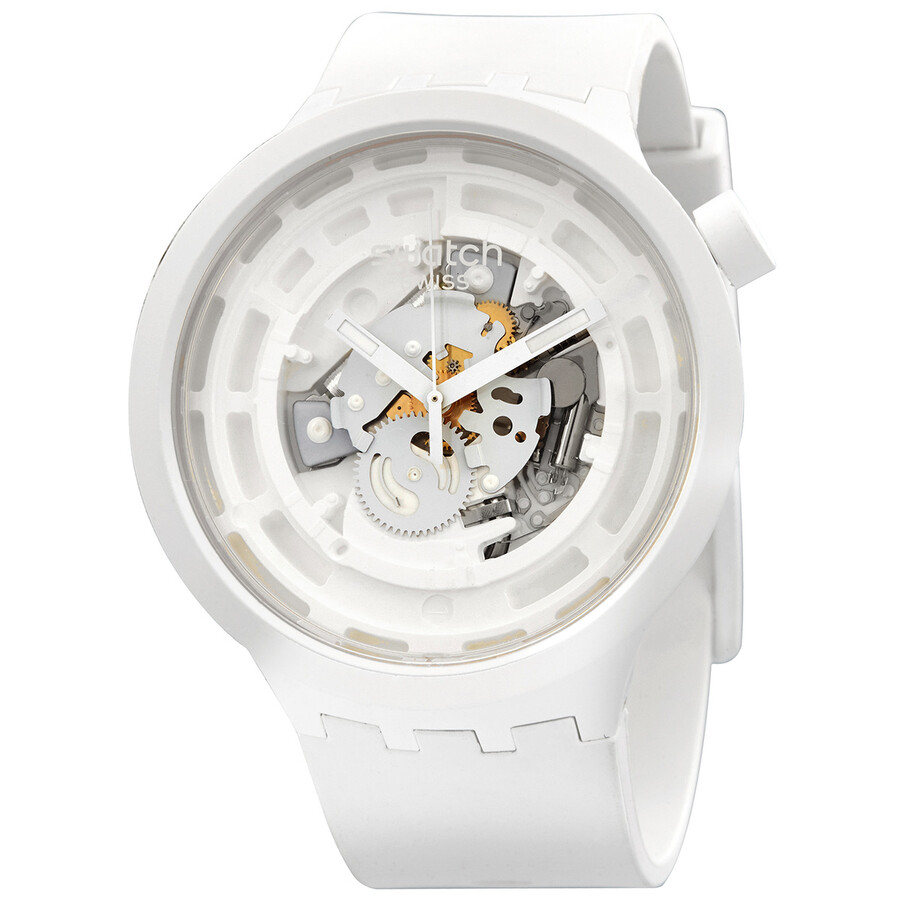 Swatch C-White 腕時計 メンズ クォーツ スケルトン バイオセラミック ホワイト