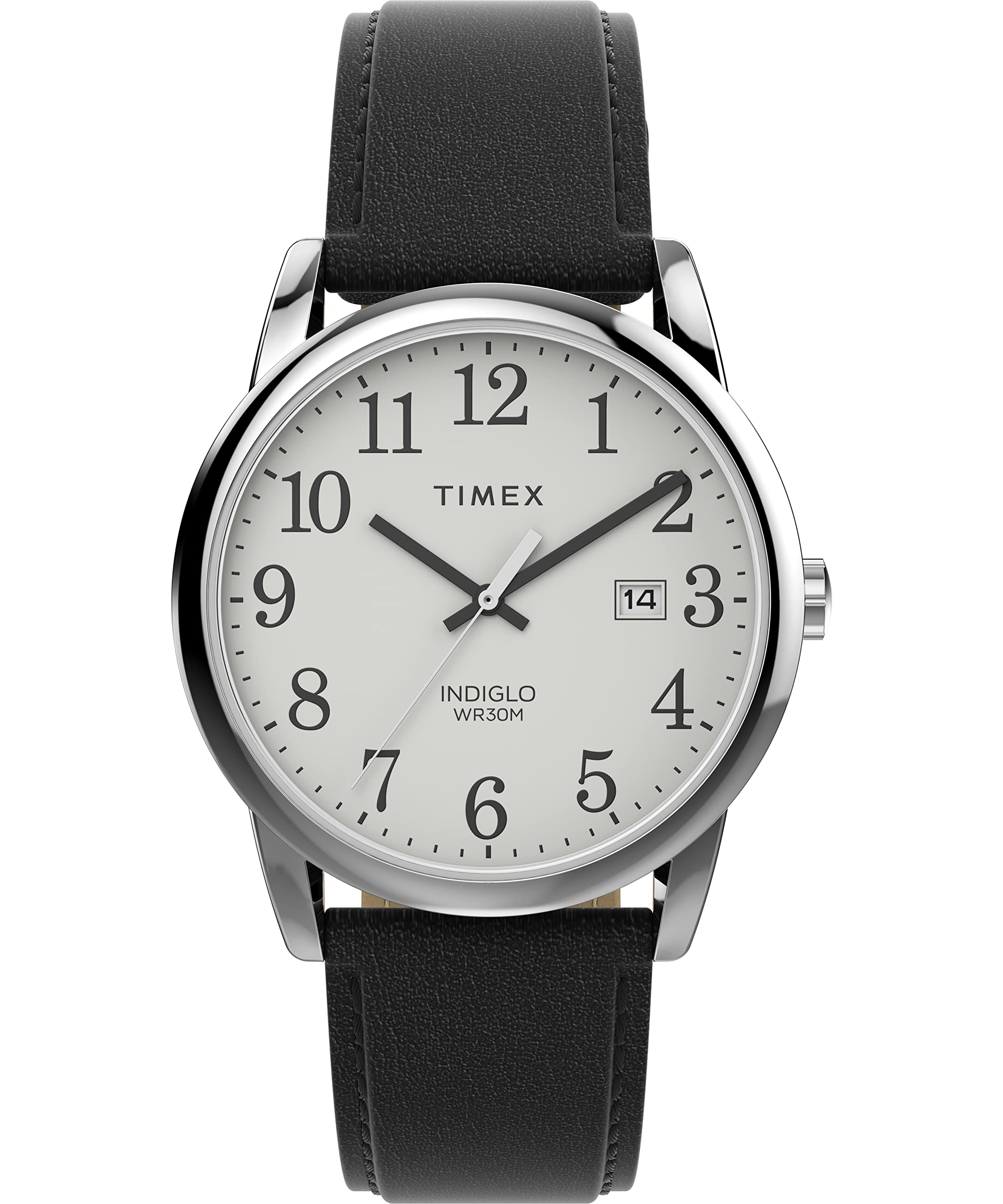 Tmexタイメックス メンズ男性 イージー リーダー 38mm 腕時計ラック ストラップ ホワイトダイアル シルバートーン ケース