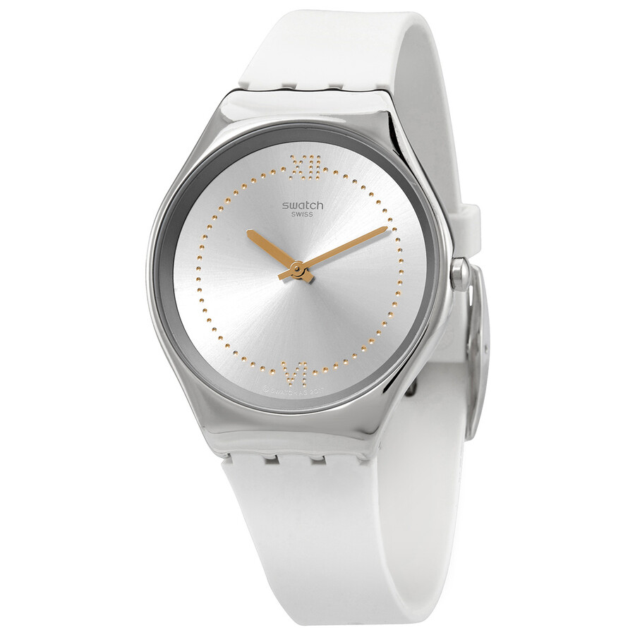 Irony Skindoree 辛辣な言葉 石英 しろがね色 レディース SYXS108 Swatch