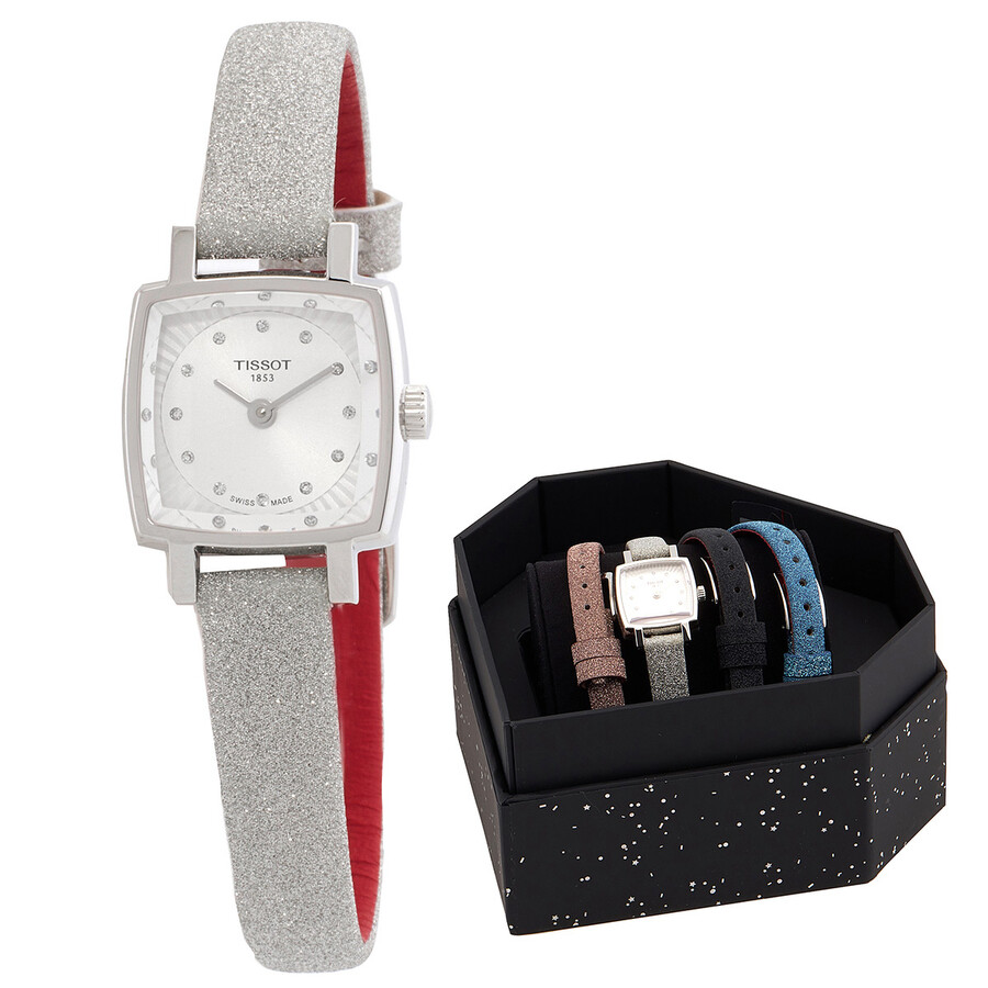 Tissotティソ ラブリー スクエア フェスティブキット クォーツ ダイヤモンド シルバーダイヤル レディースウォッチ T0581091703602