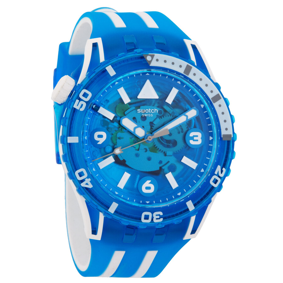 Swatch Blue Fire ウォッチ メンズ レディース ユニ一発やる 石英 スケルトン 青色 シリコンストラップ