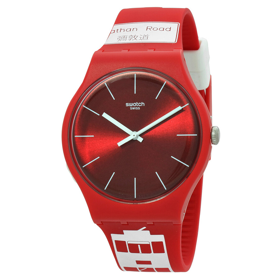 Swatch ウオッチ Flower Bay 赤いこと文字記号盤 ユニ一発やる 石英 シリコンストラップ 41粍