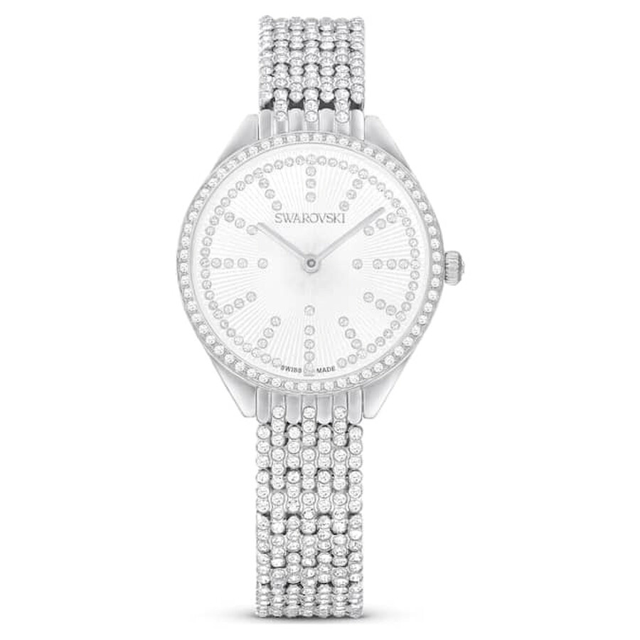 Swarovski Attract レディース ウオッチ 石英 しろがね色文字記号盤 結晶かざり付ける ステンレス鋼スチール写真