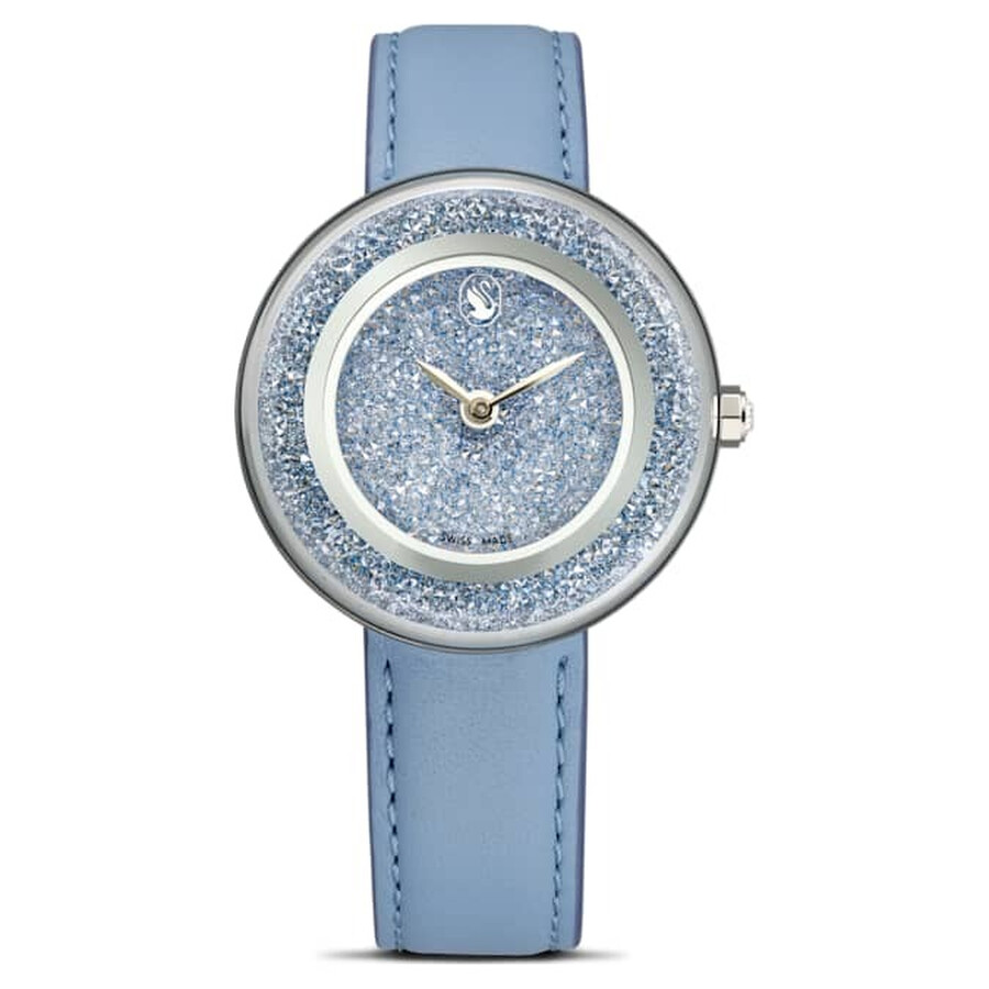 Swarovski Crystalline Lustre レディース ウオッチ 石英 しろがね色容れもの 青碧なめし革